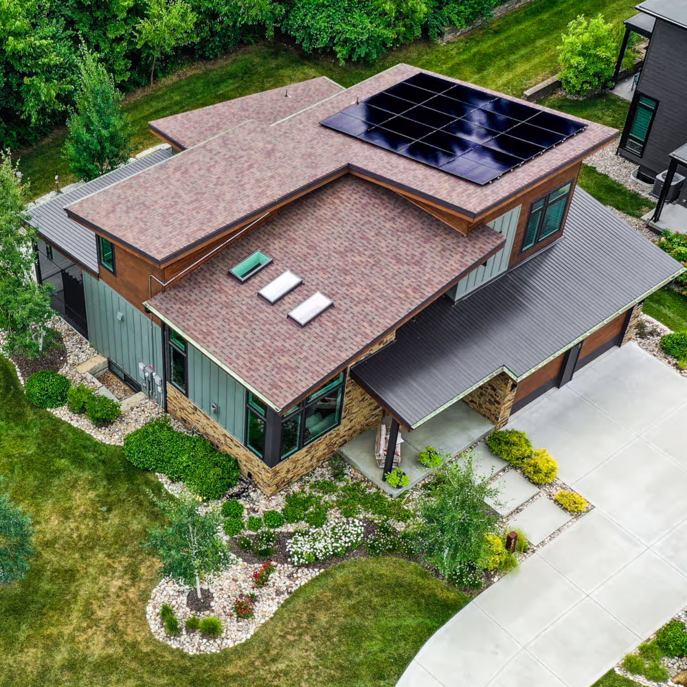 Modern eco-friendly home with integrated solar panel system designed for maximum energy efficiency